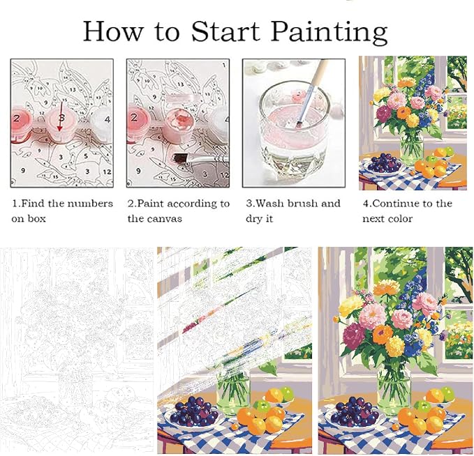 ZRIZQ Paint by Numbers Kit for Adults Beginner,Flowers,16x20