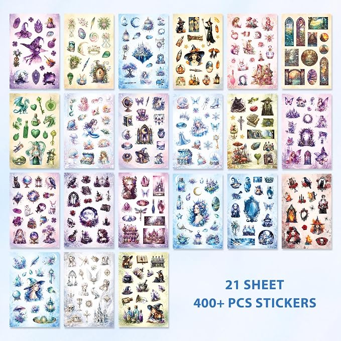Fantasy Magic Sticker Book for Journaling Scrapbooking 400+ Stickers