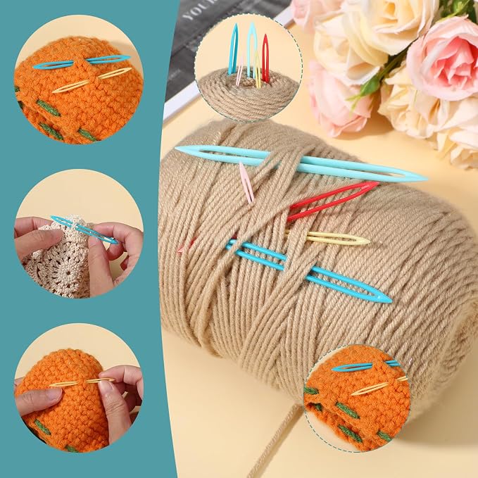 WJIAAA Large Eye Finishing Yarn, 10pcs Knitting Needles for Sewing Weaving in Ends,Knitting Crochet Darning Tapestry Plastic Needles for Thick Bulky Yarn