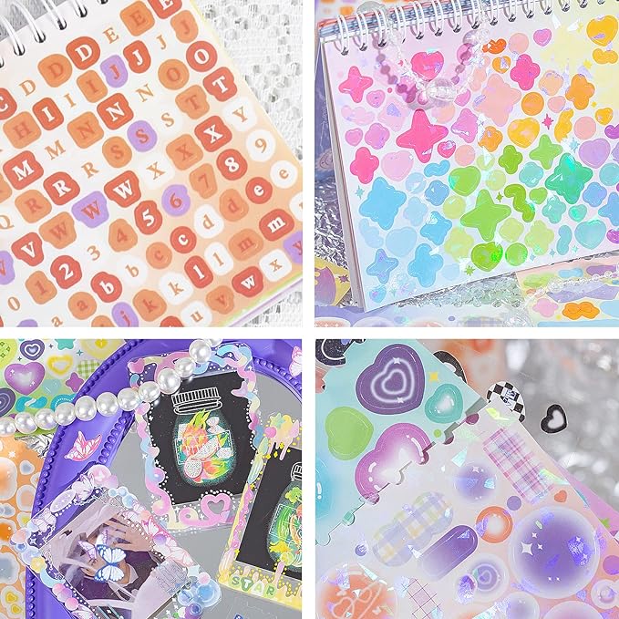 2500PCS Scrapbook Stickers Book Cute Butterfly Stars Heart Letter Stickers