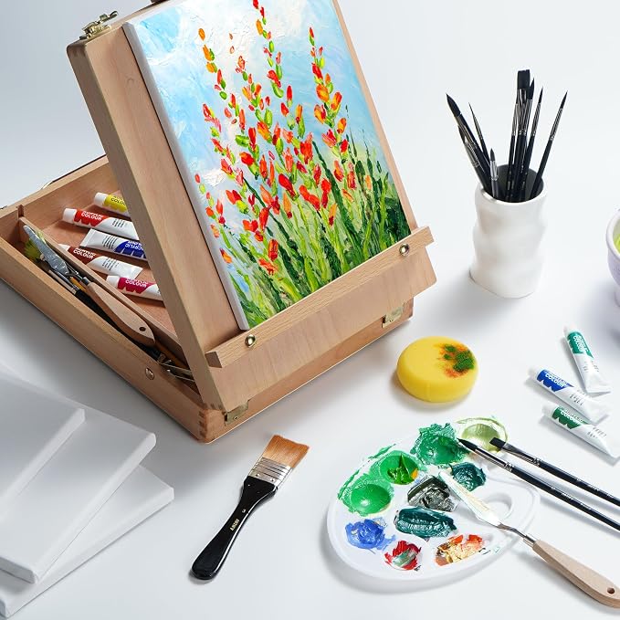ARTIFY Art Supplies Kit, Tabletop Easel Set with 12 Acrylic Paints, 13 Paint Brushes, 4 Canvas Boards, 2 Palette Knives & Plastic Palette, Gift for Artists & Adults