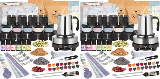 SAEUYVB Candle Making Kit with Wax Melter, Candle Making Kit for Adults - DIY Starter Soy Candle Making Kit/Supplies-Perfect as Home Decoration (Pack of 2)
