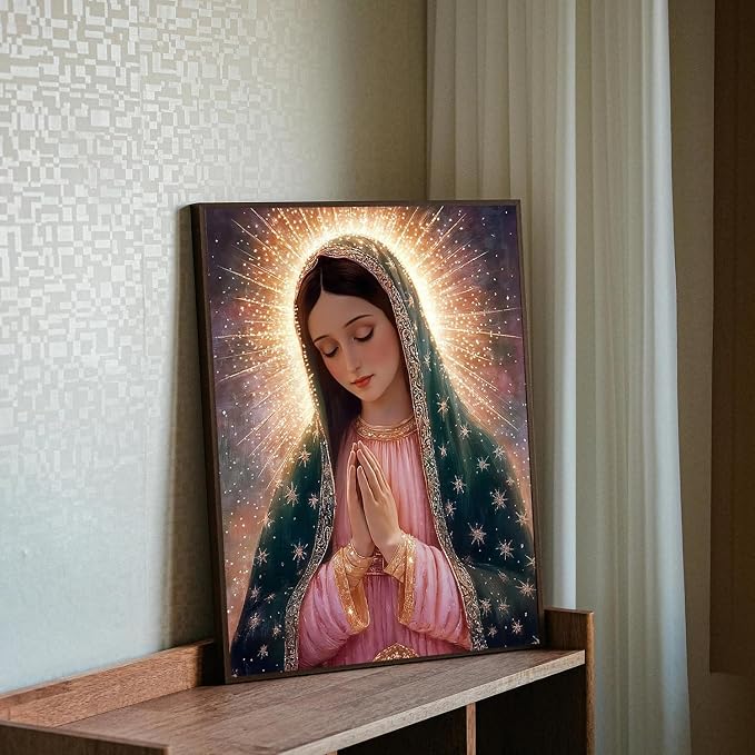 MIRCVSH Virgin Mary Paint by Numbers Kit for Adults,Oil Painting Art by Number Kits for Adult Beginners,DIY Acrylic Paintworks Art Craft for Home Wall Decor Without Frame 16x20 Inch.