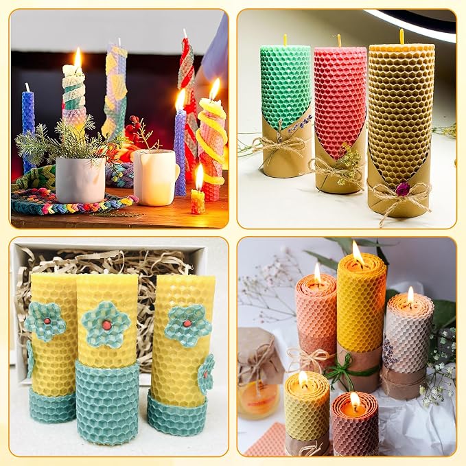 GBACHOOSE 8x8 Inch Beeswax Sheets for Candle Making, 21PCS Beeswax Candle Sheet, 7 Colorful Wax Candle Color Sheets Create Your Own Unique Candles