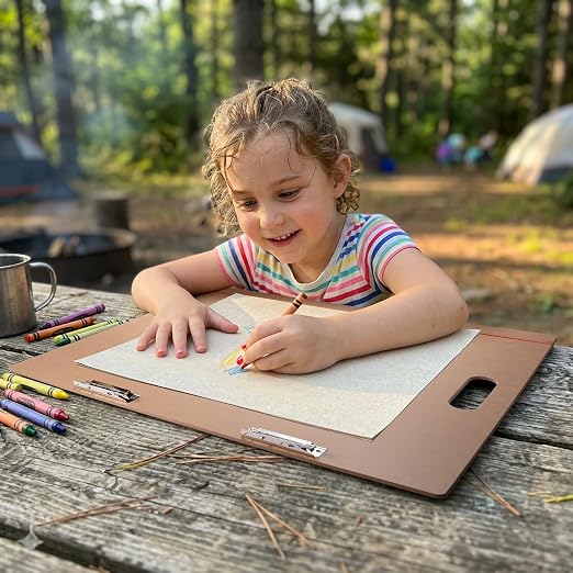 Officemate Artist Sketch Board with Handle, Portable Drawing Board, Tempered Hardboard Surface with Dual Clips & Rubber Band, Art Board for Studio, Classroom & Field Use, 23″ x 26″ (83099)