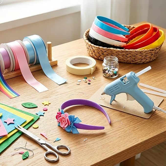 VOKOY 24 PCS Plastic Headbands, 1 Inch Wide No Teeth Hair Bands for Girls & Women, Blank DIY Plain Headbands for Crafts, Multicolor