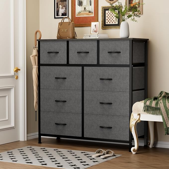OLIXIS 9 Drawer Fabric Dresser for Bedroom, Closet Organizer Storage Tower