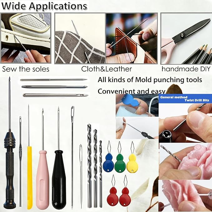 Nimozekd 19 PCS Candle Making Kit for Candle Drilling&Mold Punching Needle Punch Wicking Needle Tools Candlewick Inserting Tool Candle Mold Punch Set with Hook Eye for Inserting Mold Wicks