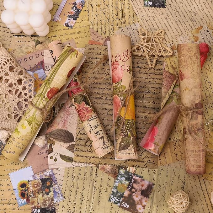GNILLKO 300 PCS Vintage Scrapbook Supplies Kit | Scrapbook Paper Junk Journal Supplies with Stickers for Planner, Bullet Journaling, Junk Journal