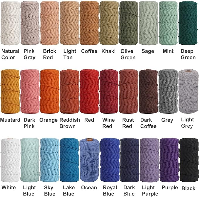 NOANTA Meat Pink Macrame Cord 3mm x 109yards, Cotton Rope Macrame Yarn | Macrame Rope Supplies, 3 Strand Twisted Cotton Yarn String, Cotton Cord for Wall Hanging, Plant Hangers, Crafts, Knitting