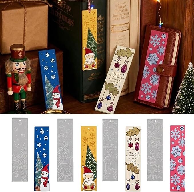 Christmas Resin Bookmark Mold,13-Cavity Different Shape Bookmark Resin Mold