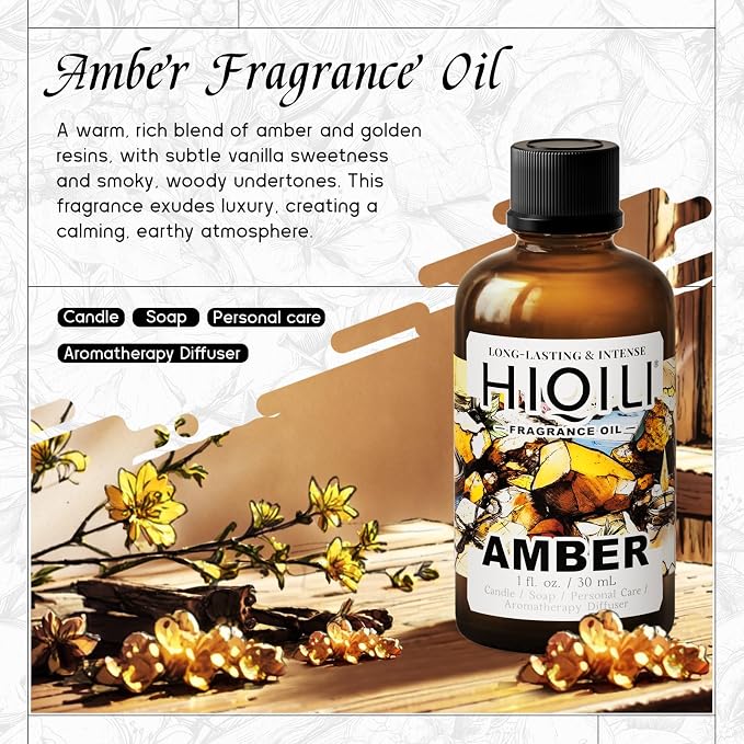 HIQILI Amber Fragrance Oil for Perfume Making - 1 Fl Oz / 30 ML