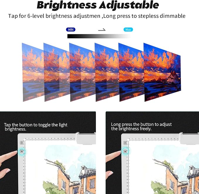 YINGWOND Wireless Rechargeable A3 Light Pad with Carry Bag,Diamond Art Light Board 2500mAh Battery,3 Color Temperatures and Stepless Dimming,Light Box for Tracing,Diamond Painting,Weeding Vinyl
