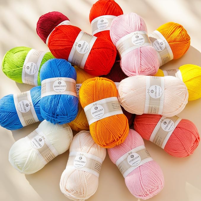 2 Pcs Crochet Yarn, Feels Soft 280 Yards Assorted Colors 4ply Acrylic Yarn for Crochet & Hand Knitting - Bright Red