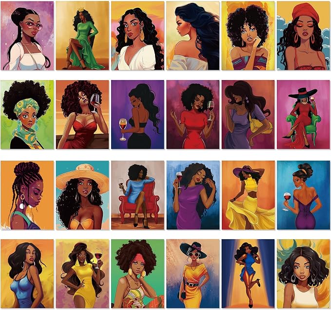Sherr 24 Pcs Pre Drawn Canvas for Adult, Stylish Women, 8 x 10 Inch