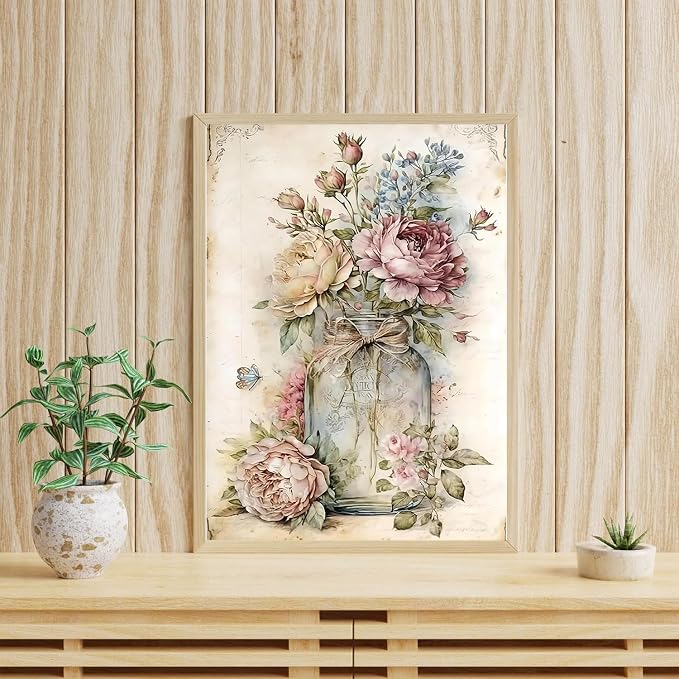 Diamond Art Kits for Adults,Vintage Flower Diamond Painting Kits 12 x 16in
