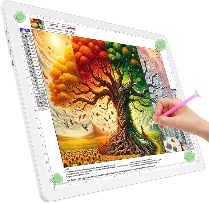 TOHETO A4 Light Board for Diamond Painting, Super Bright Magnetic Light Pad with Side Buttons, Lightbox for Tracing and Drawing, Corded Light Table for Sketching, Animation, Weeding Vinyl (White)