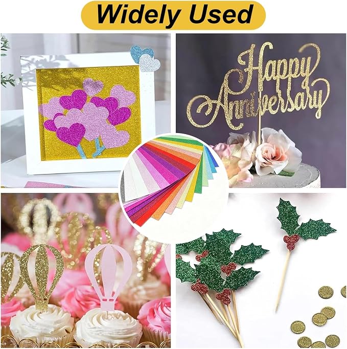 40 Sheets A5 Glitter Cardstock, 20 Colors, Greeting Card, Scrapbook, DIY