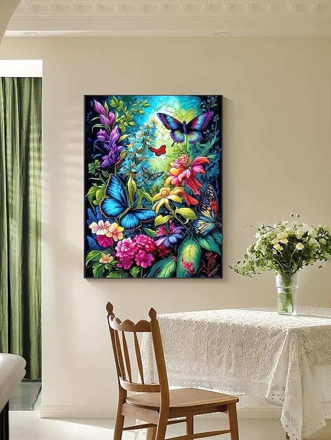 Diamond Art Kits for Adult,Midnight Garden Diamond Painting,11.8X15.8inch | Full Round Drill Flower Paint by Diamonds ,Relaxing 5D DIY Dot Gem Art Painting Kits for Beginners,for Home Wall Decor