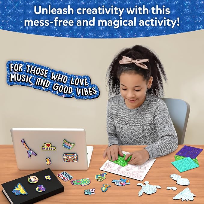 Skillmatics Foil Fun Good Vibes, Foil Art & Craft Activity, Gift for Tweens | 20+ DIY Foil Art Magnets, 60+ Foam Stickers, Party Favor & Activity for Kids, Teens, Adults, Gift for Ages 7–13, Travel Toy