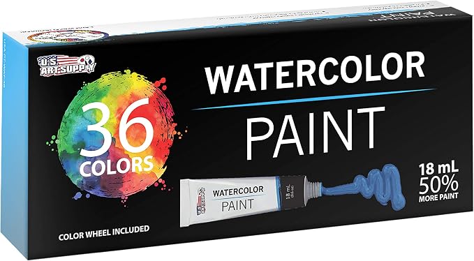 U.S. Art Supply Professional Watercolor Paint Set, 36 Colors in 12ml Tubes