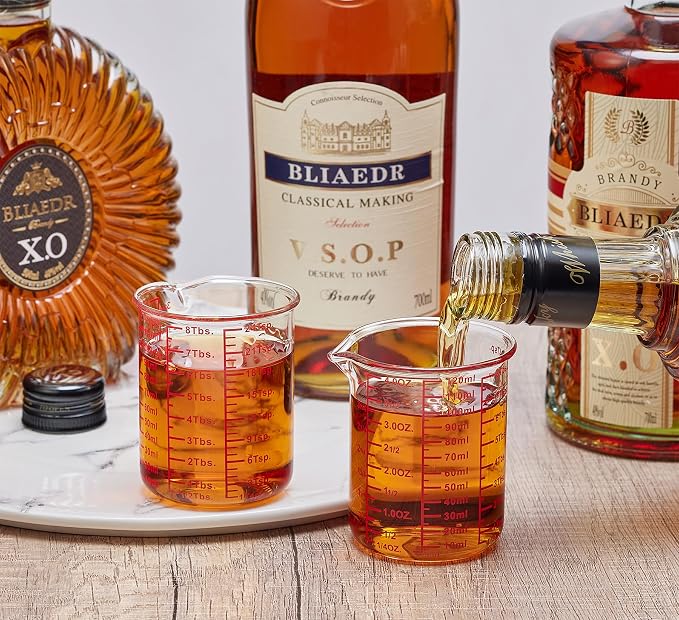 Ackers BORO3.3 Glass Measuring Cups with Spouts, 3-Piece Set, 60/120/250 ml