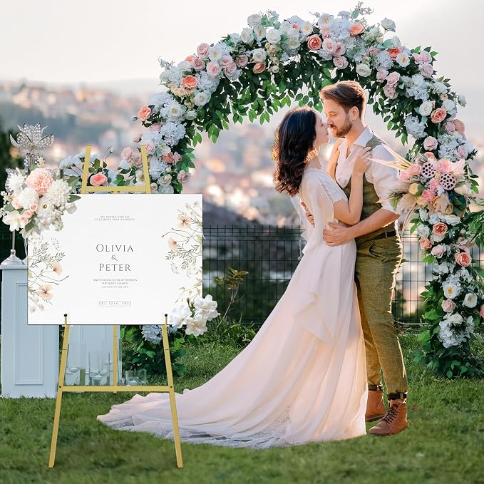 Gold Easel Stand for Sign, Heavy Duty Display Easel for Wedding & Poster