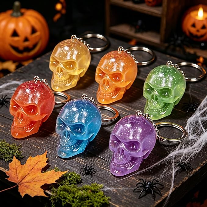 Small Skull Silicone Molds, Set of 6 Halloween Skull Head Molds | 3D Skull Silicone Molds for Candle, Epoxy Resin, Keychain, Soap Plaster, Fine Detail Skeleton Craft DIY Gift Art Home Decor