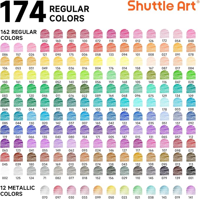 Shuttle Art 174 Colored Pencils for Adults, Soft Core Coloring Pencils Set with 1 Coloring Book, 1 Sketch Pad, 4 Sharpener, 2 Pencil Extender, Perfect for Artists Kids Adults, Drawing