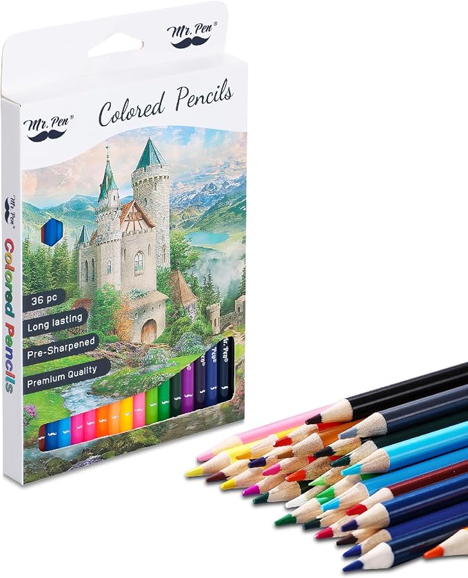 Mr. Pen- Colored Pencils for Adult Coloring Books, 36 Pack | Soft Core Color Pencils for Adult Coloring Book, Drawing, Sketching, Blending & Shading-Art Supplies