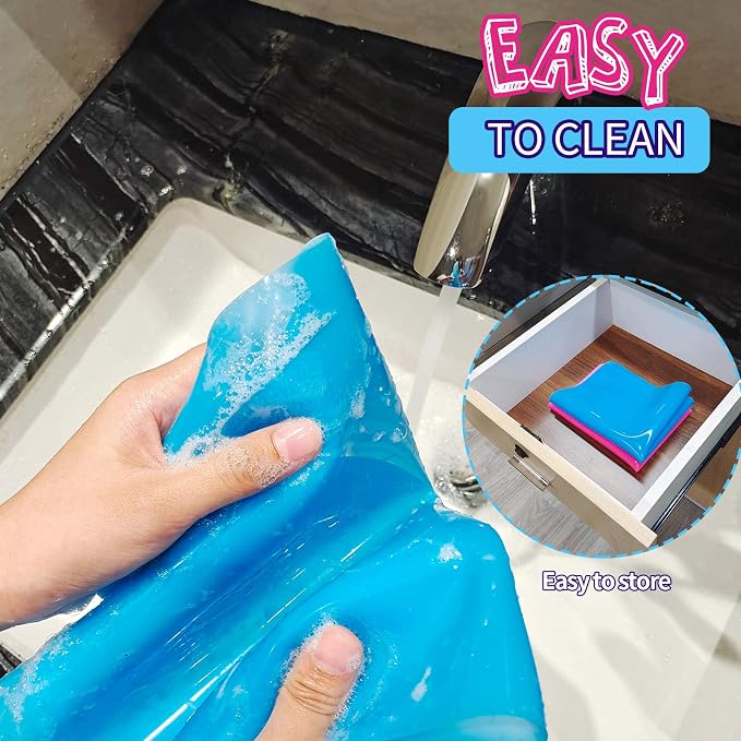 LEOBRO Silicone Mat for Resin Molds, 2 PCS 15.7" x 11.7" Playdough Mat, Silicone Mats for Crafts, Jewelry Resin Molds Mats, for Clay, Paint, Blue & Rose Red