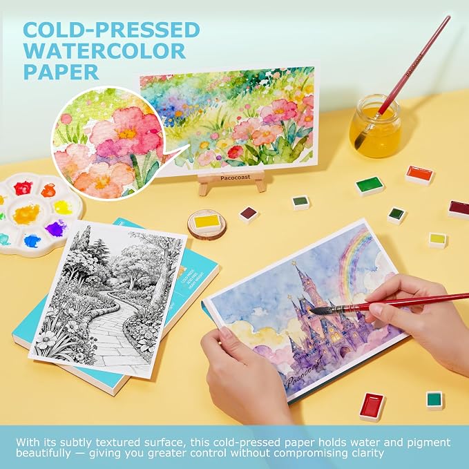 Pacocoast 5.5"x8.5" Bulk Watercolor Pad, Pack of 3 (90 Sheets) 140lb/300gsm