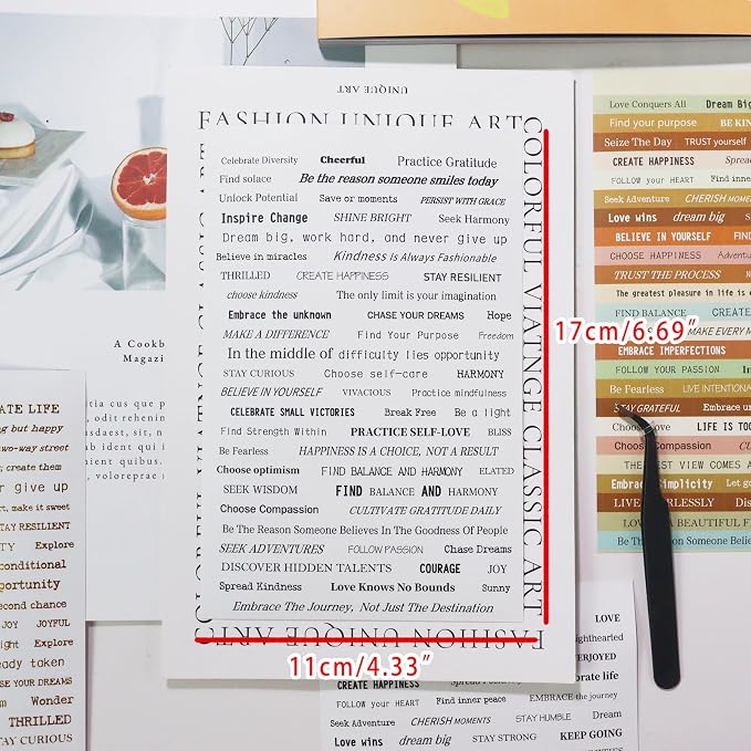 Bomichi Scrapbook Supplies, 40 Sheets 2370 Pcs Word Quote Stickers Scrapbooking Supplies, Junk Journal Supplies for Scrapbook Junk Journal Bullet Journal DIY Craft Card Making