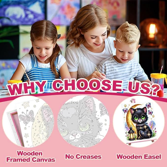cviokrdu 4 Pack Paint by Numbers Kit for Kids with Frame - Wooden Easel, Animal Paint by Numbers for Kids Ages 4 8 12, Easy Animals Acrylic Oil Painting Kits for Home Wall Decoration 8x8 inch