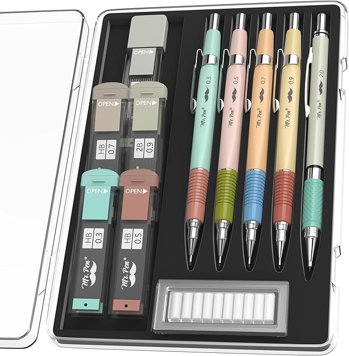 Mr. Pen- Art Mechanical Pencil Set, 5 Metal Mechanical Pencils (0.3, 0.5