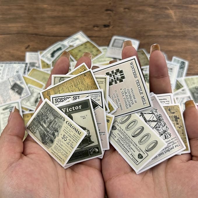Bomichi Vintage Stickers for Scrapbooking, Retro Newspaper Stickers for Journaling, Decorative Stickers Aesthetic Vinyl Stickers for Junk Journal Diaries Collage DIY Crafts