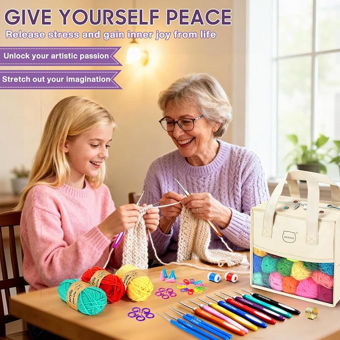 90Pc Portable Crochet Kit Suitable for Beginners & Professionals - Milky
