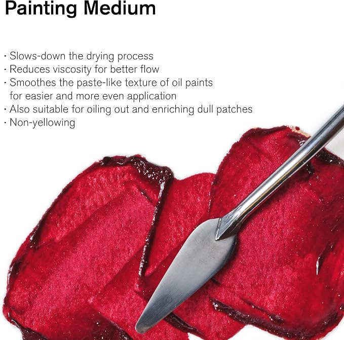 Winsor & Newton Painting Medium, 250ml (8.4-oz) Bottle | Compact oil painting medium designed to blend seamlessly, enhance gloss, and slow down drying for blending.