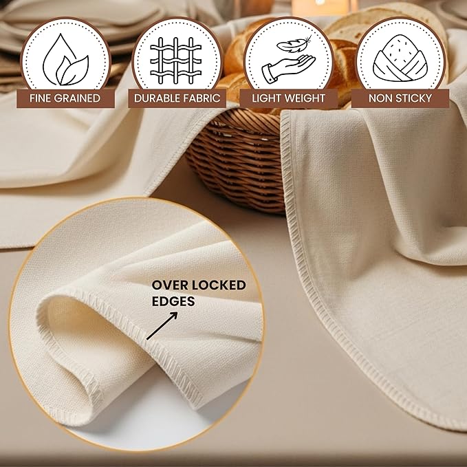 Flour Sack Towels Sourdough Bread Baking Supplies | Bread Dough Proofing Unbleached Bread Proofing Cloth, Organic Cotton Baking Cloth for Baguettes, Ciabatta, Pastry – Reusable, 28"x28", 3-Pack