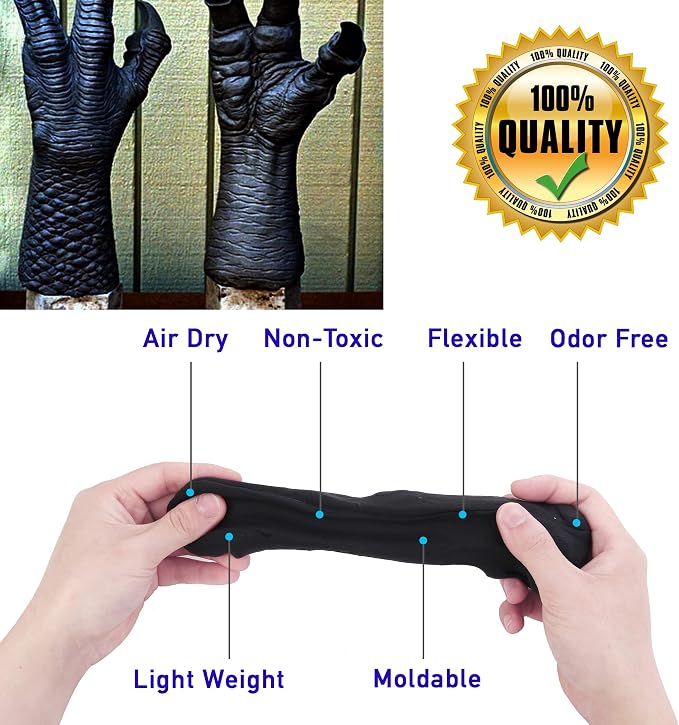 1.1lb Moldable Cosplay Foam Clay (Black) – High Density and Hiqh Quality for Intricate Designs | Air Dries to Perfection for Cutting with a Knife or Rotary Tool, Sanding or Shaping