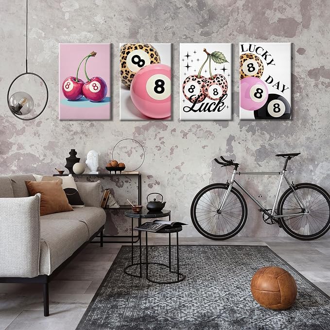 HeeBenor 4 Pack Paint by Numbers Kit for Adults Framed Canvas 8x12 Inch