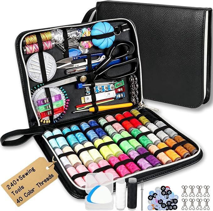 Hoarecal Sewing Kit for Adults, 241 Pcs Upgraded Needle and Thread Kit Hand Travel Sewing Supplies Repair Kits for Home Dorm College Beginners - Gifts for Mom Grandma