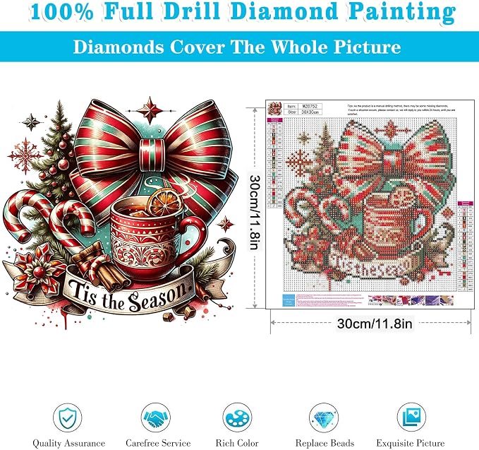 Meothan Diamond Art Kits for Adults Christmas Diamond Painting Kit 12x12in