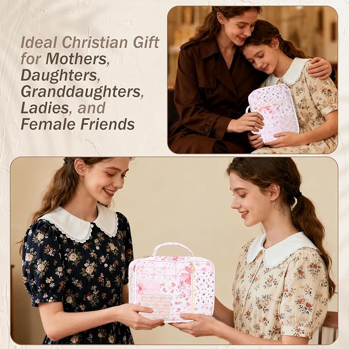 XKDOUS Bible Cover Case for Women Bible Bag Journaling Kit w/Study Supplies