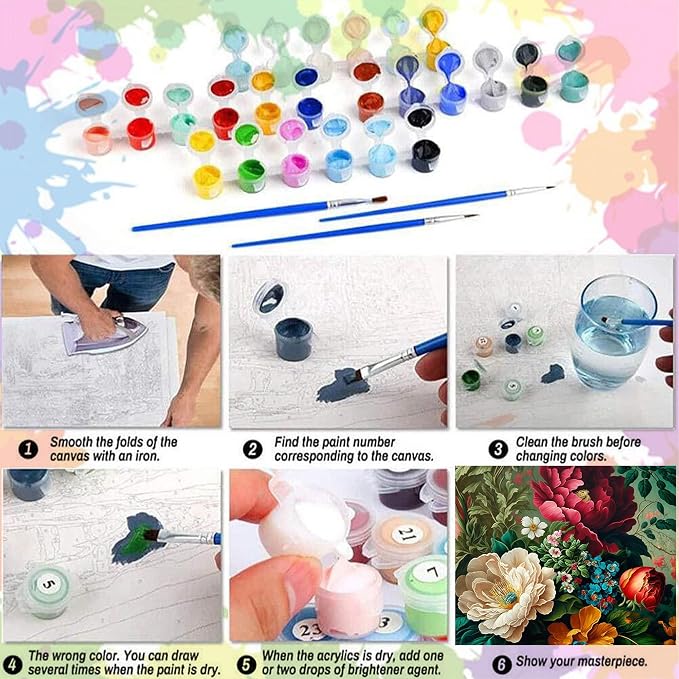 Arttoplus Flower Paint by Numbers Kit for Adults Canvas 16x20 inch | Flower Adult Paint by Number Kits on Canvas for Beginner, Acrylic Oil Painting by Numbers for Home Wall Decor (Without Frame)