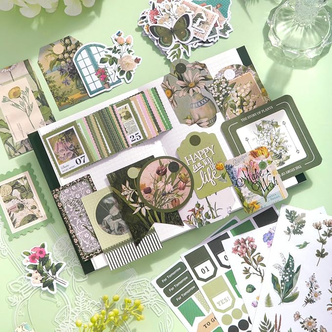 Scrapbooking Supplies Kit, A6 Grid Notebook, Vintage Junk Journaling Kit
