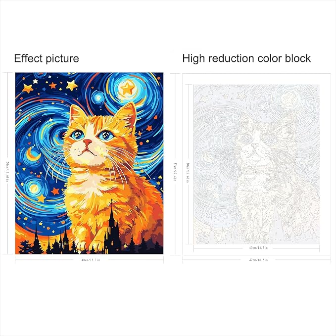 Paint by Numbers Kit for Adults,Cat Paint by Numbers Animals,16x20 lnch | Paint by Number Cat,Paint by Numbers for Adults Canvas,DIY Oil Painting Kits for Gifts Home Decor