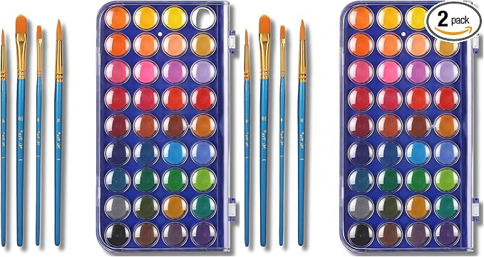 Mr. Pen- Watercolor Paint Set, 40 pcs, 36 Colors, Watercolor Paints, 4 Brushes, Non-Toxic Watercolor Paint, Portable Watercolor Set, Water Colors for Adults, Kids (Pack of 2)