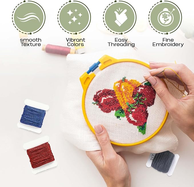 Embroidery Floss Kit 108 Colors on Plastic Bobbins, Cross Stitch