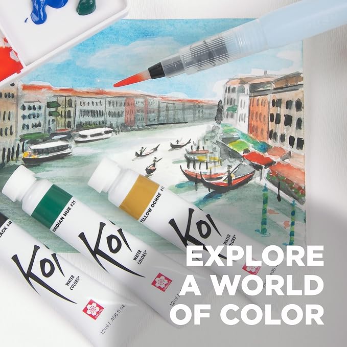 SAKURA Koi Watercolor Sets, 24 Colors, 5 ml Tubes | Fine Quality Watercolor Paint Set, Even Pigment Spread, Quick Drying, Performance Blending, Certified Non-Toxic